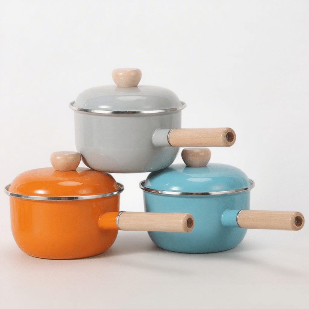 Color Enamel Frying Pan Enamel Saucepan 1L