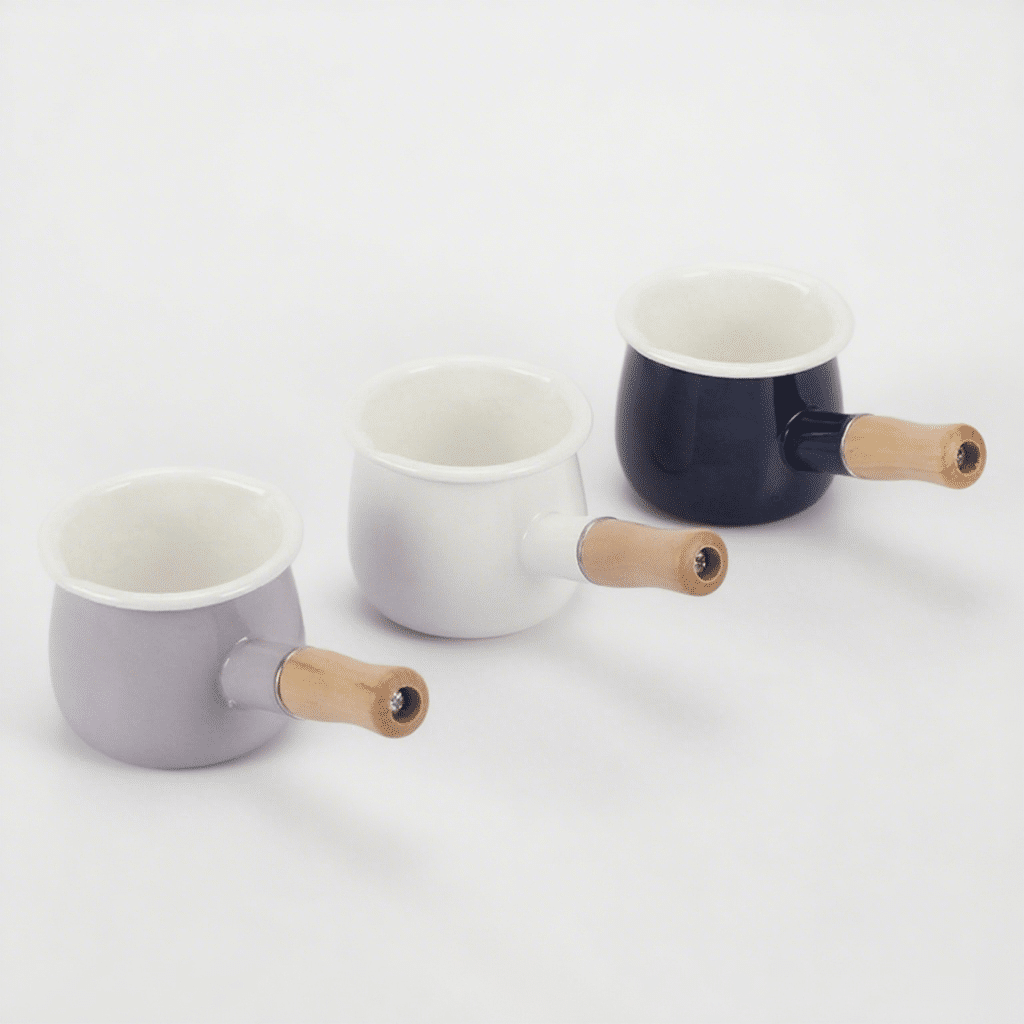 Color Enameled Frying Sauce Pan Enamel Milk Pot Mini 9cm