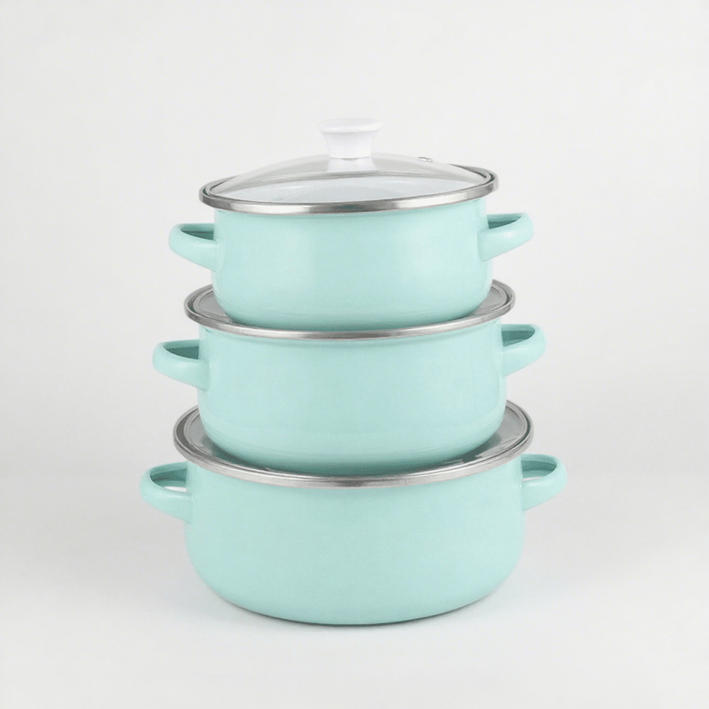 Enamel Casserole Green Set 16~24cm
