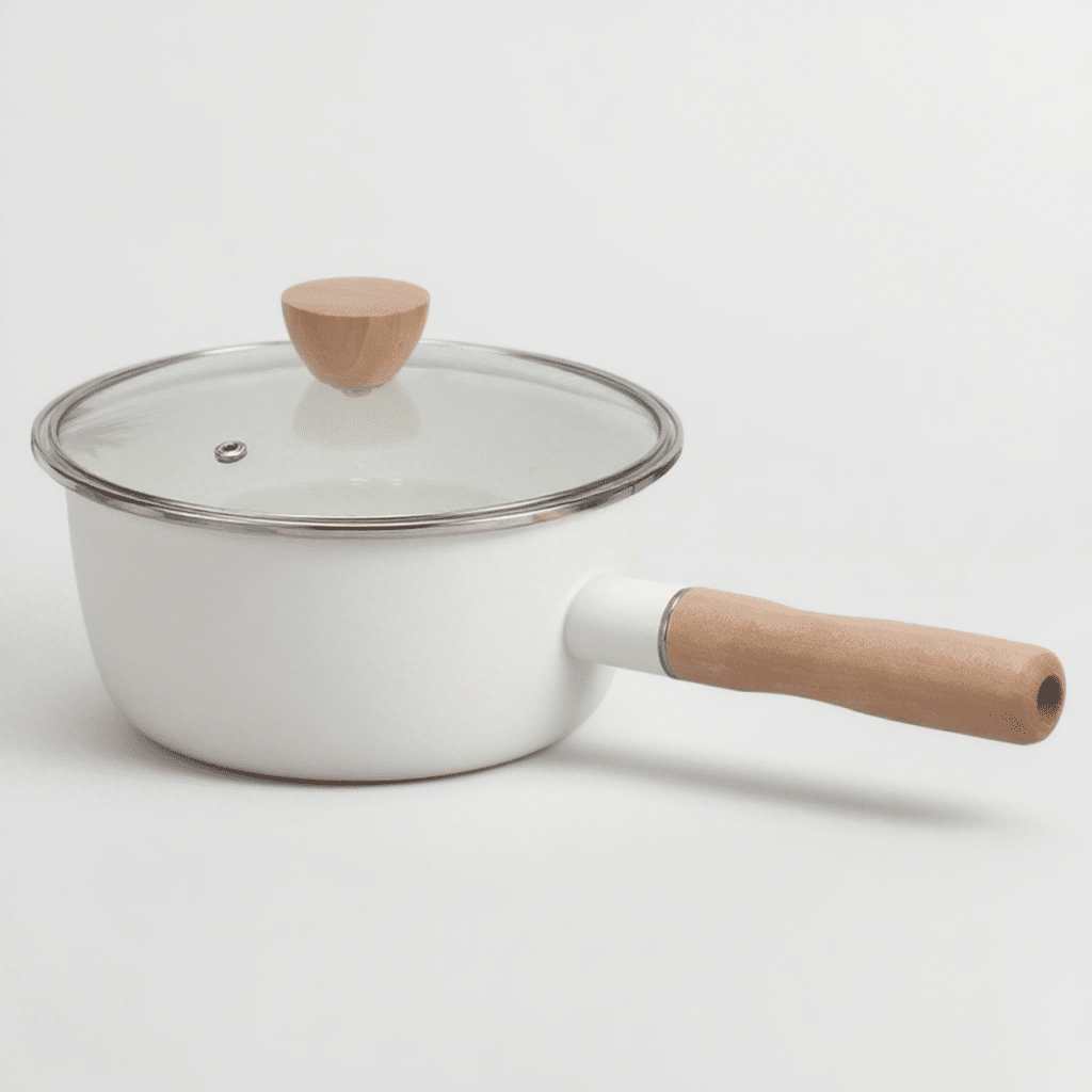 Enamelware Frying Pan Enamel Single Handle Pot 16 18cm