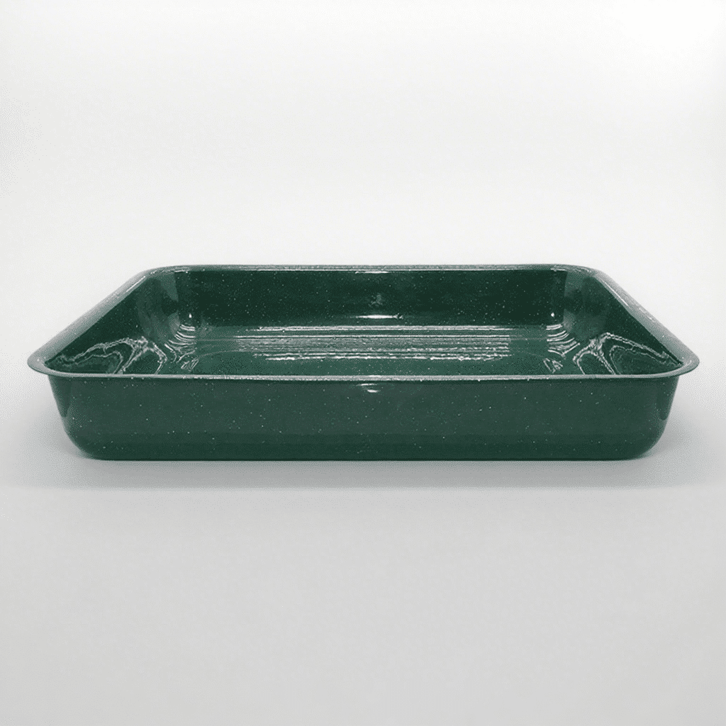 Green Enamel Baking Trays 42 31 4.5cm