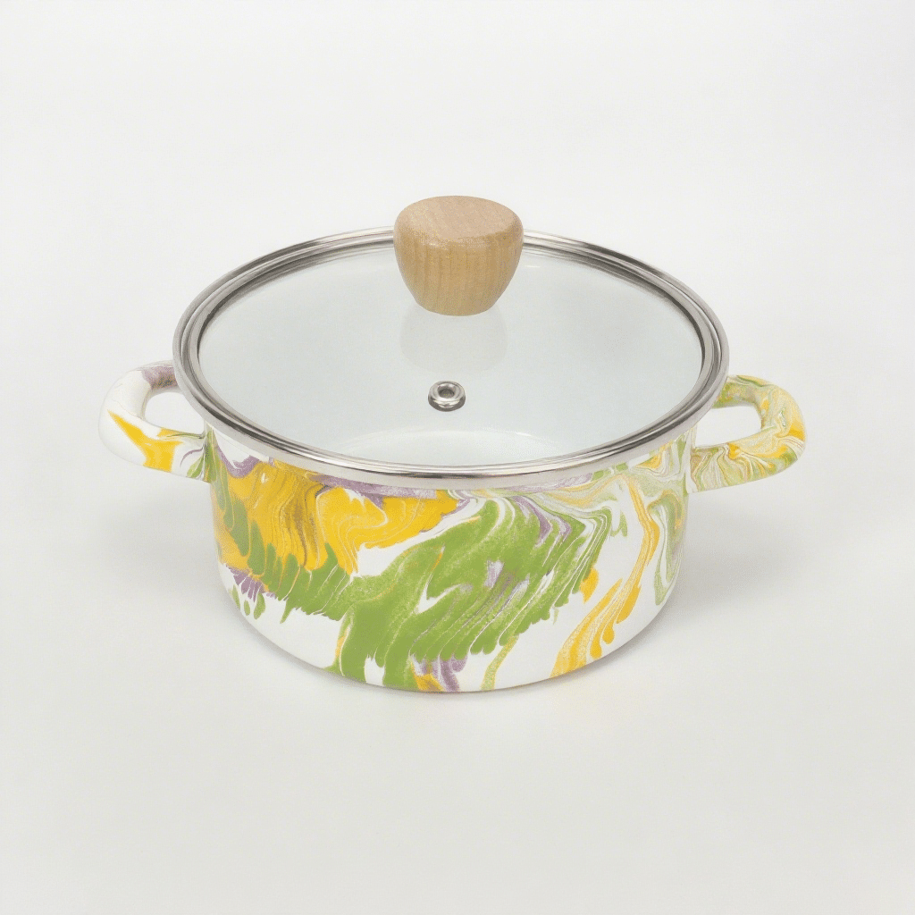 Marble Cooking Pot Enamel Pot 16 18cm