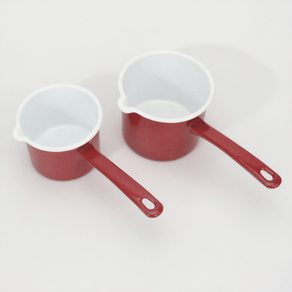 Red Enamel Frying Cooking Pans Enamel Milk Pot 12 15cm