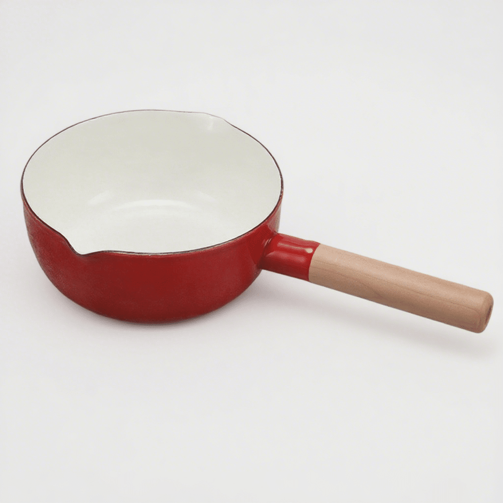 Red Enamel Frying Milk Pan Enamel Milk Pot 18cm